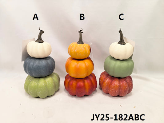 JY25-182 3-Tier Stacked Pumpkin Figurine (3 Color Schemes)