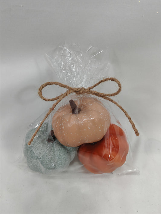 JY25-YX0071 Mini Artificial Pumpkin Trio Set (Retail Polybag Packaging)