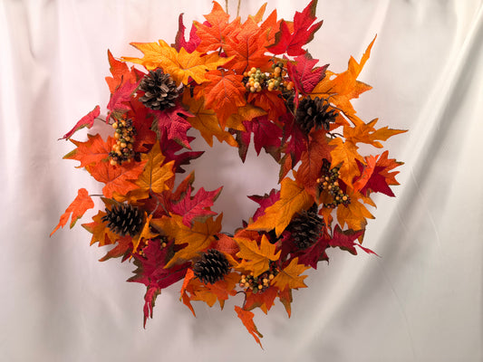 GE26-005 Red Maple, Pinecone & Berry Autumn Wreath