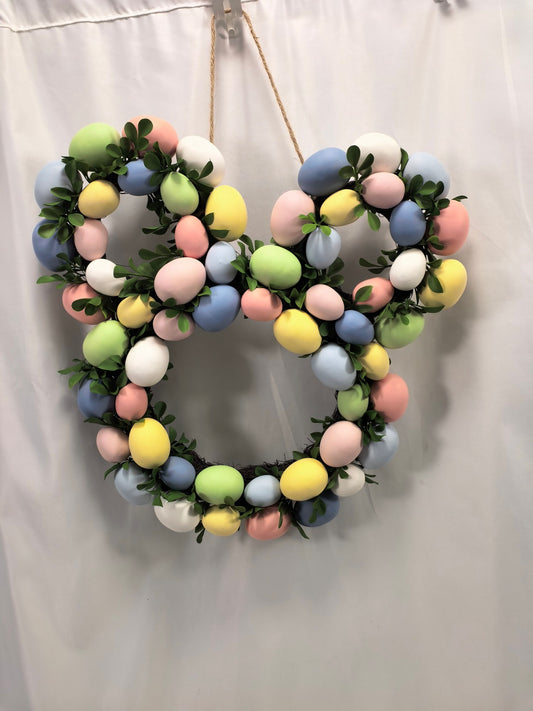 Pastel Easter Egg Wreath - Spring Front Door Wreath with Greenery