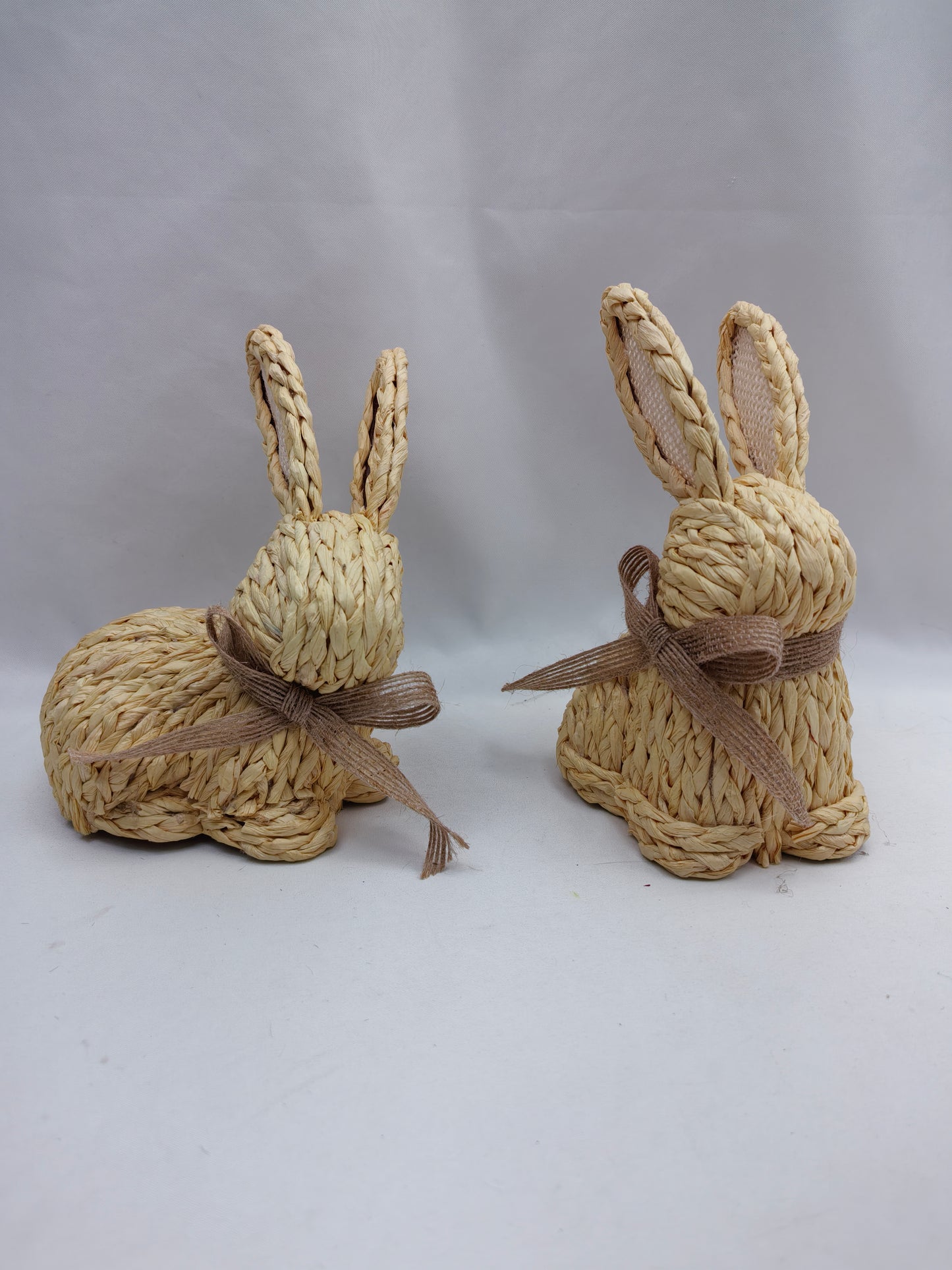 Natural Woven Bunny Pair - Easter Spring Rustic Decor Set of 2