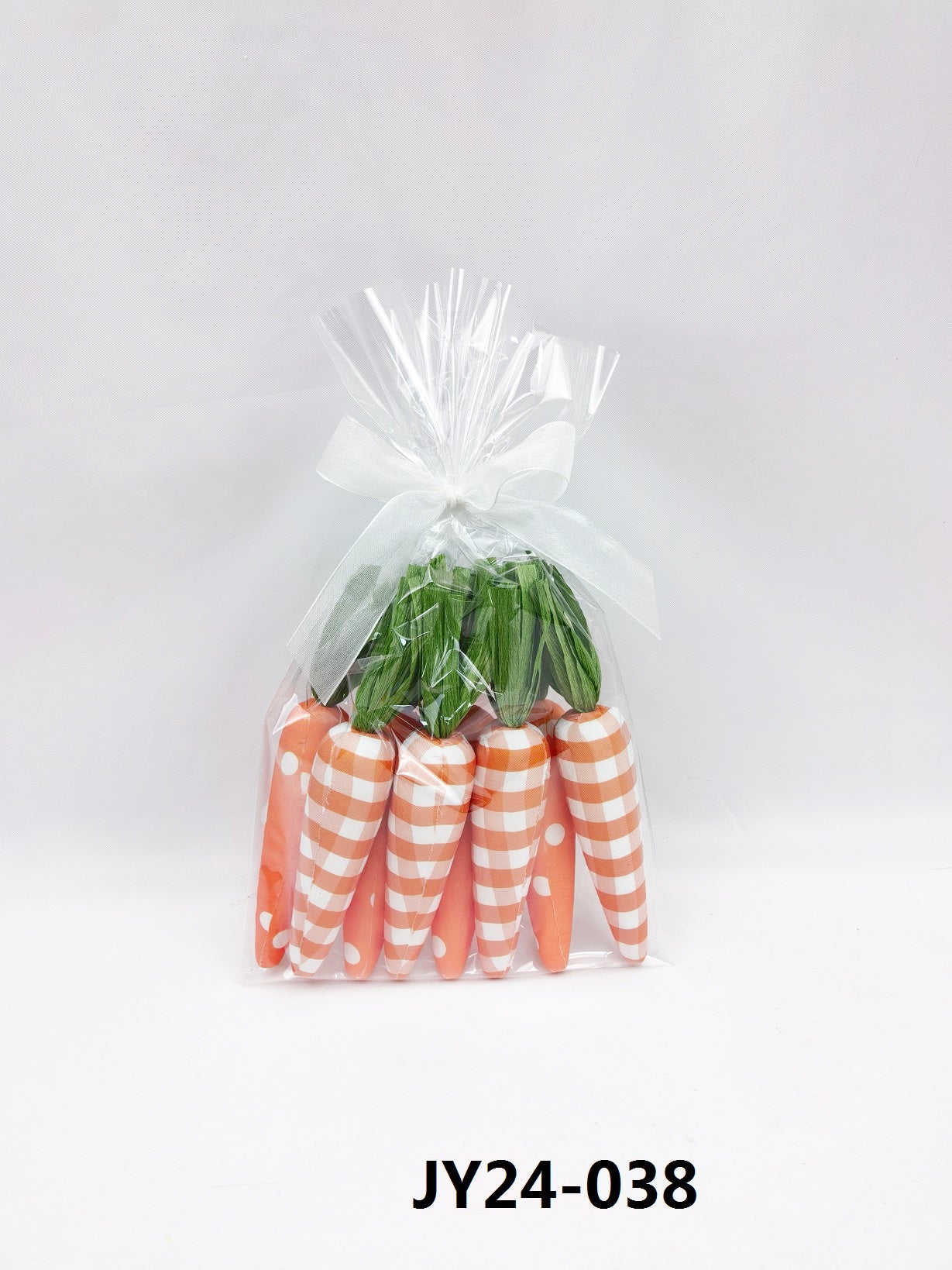Buffalo Check Carrot Set - Plaid & Dot Easter Decor (Bag of 8)