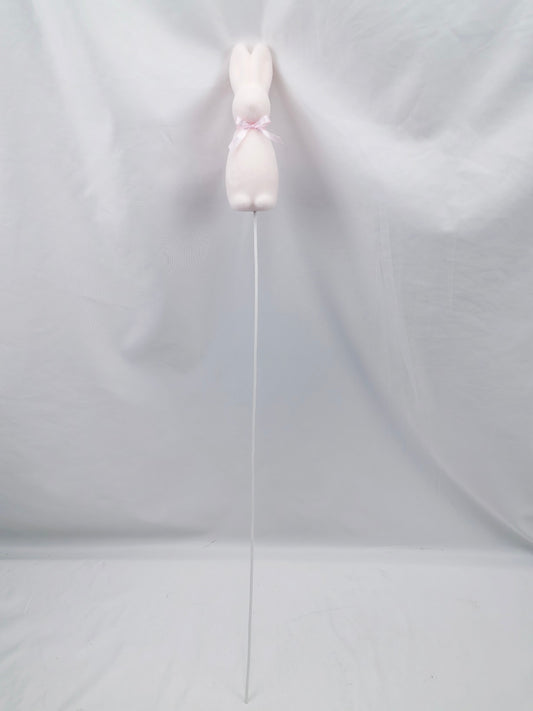 Flocked Bunny Pick - Easter Spring Floral Stem