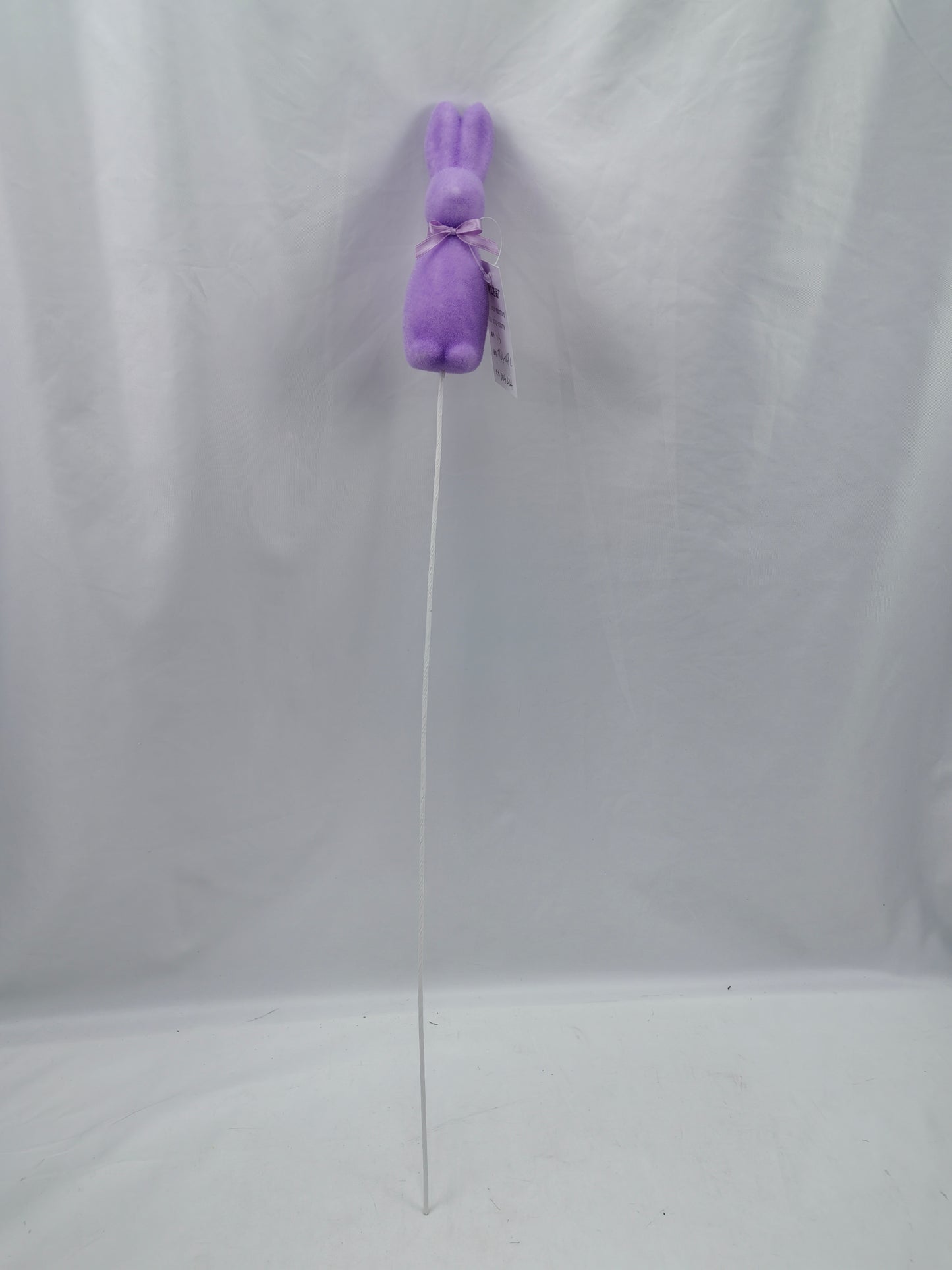 Flocked Bunny Pick - Easter Spring Floral Stem