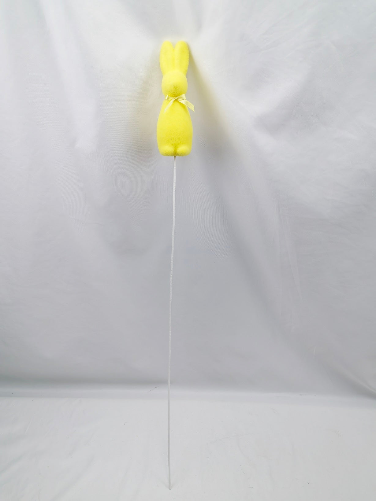 Flocked Bunny Pick - Easter Spring Floral Stem