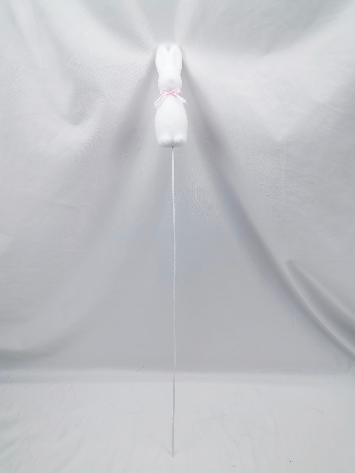 Flocked Bunny Pick - Easter Spring Floral Stem