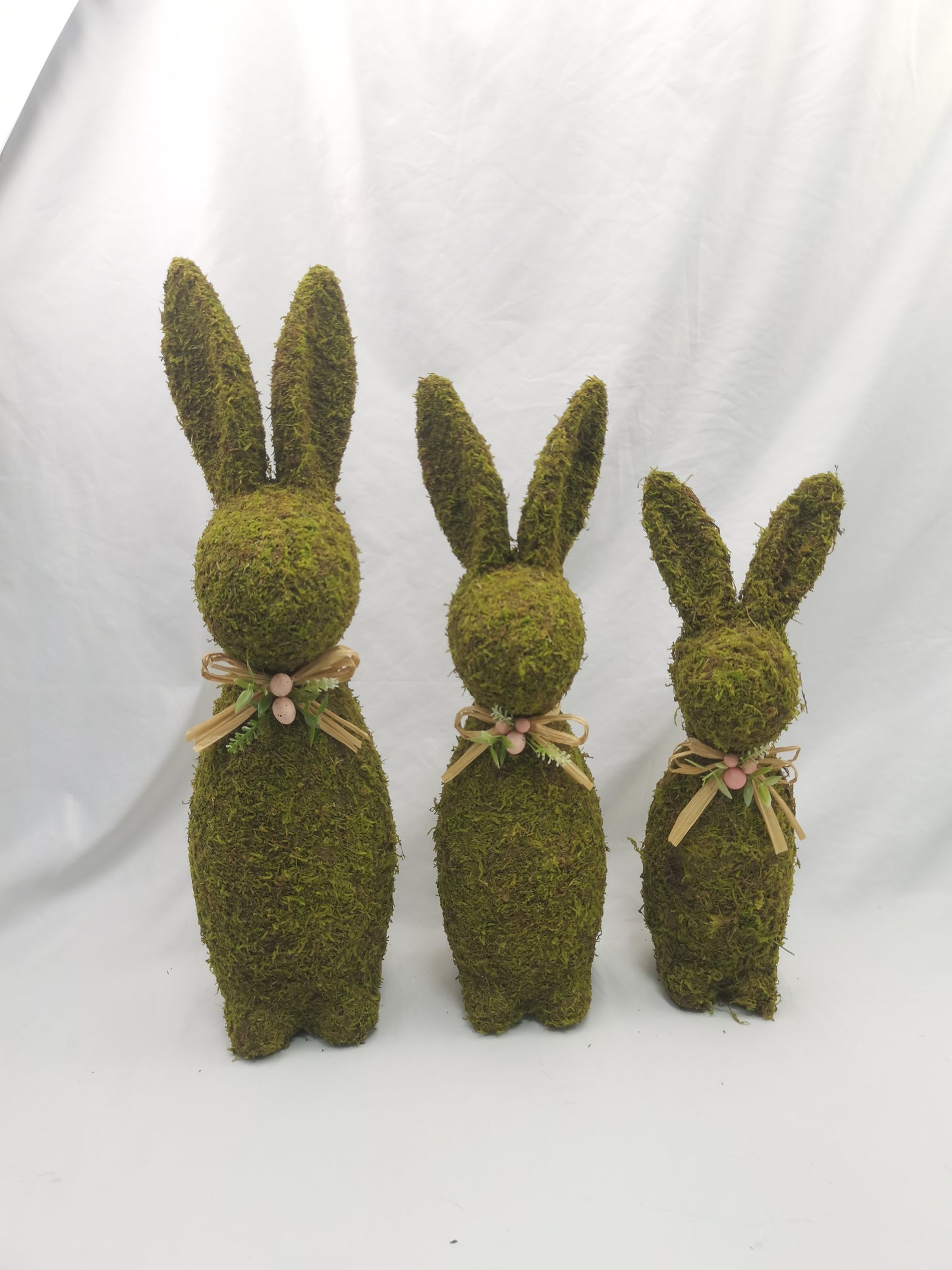 Moss Covered Bunny Set of 3 - Easter Spring Rustic Decor