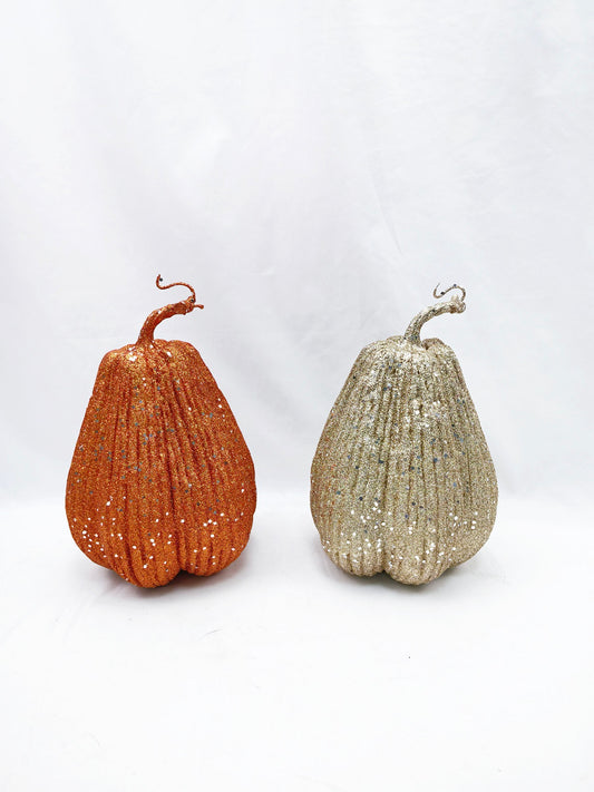 JY24-234 Glittered Gold Pumpkins (Round & Tall)