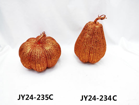 JY24-234 Glittered Gold Pumpkins (Round & Tall)