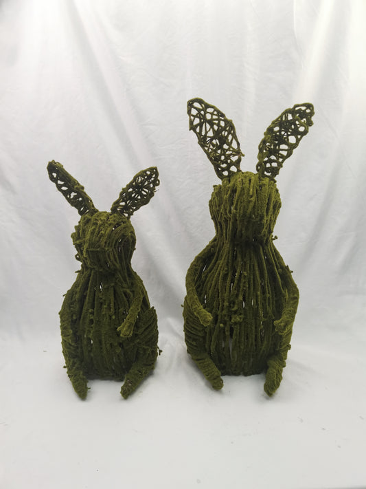 Flocked Vine Sitting Bunny - Easter Spring Green Decor