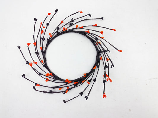 JY24-243 Black & Orange Heart Berry Candle Ring/Wreath