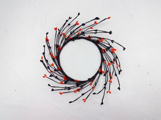JY24-243 Black & Orange Heart Berry Candle Ring/Wreath