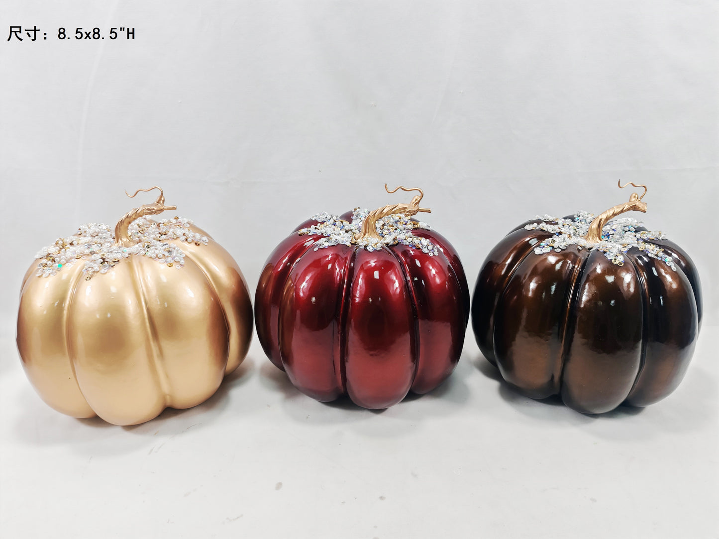 JY25-12 High-Gloss Metallic Pumpkin Figurines