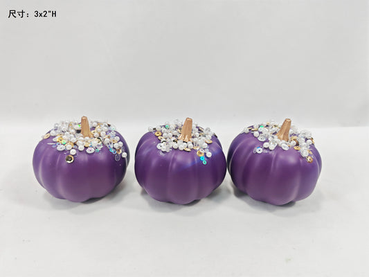 JY25-15 Mini Purple Pumpkin Figurines Set