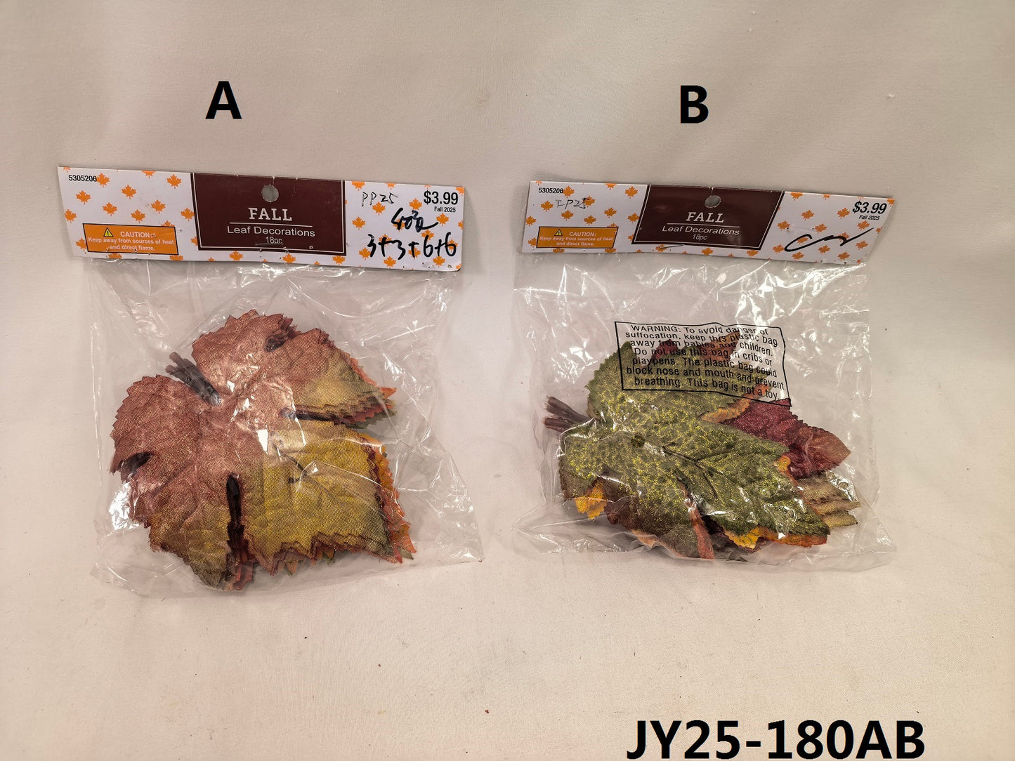 JY25-269 Mixed Red & Yellow Artificial Maple Leaves