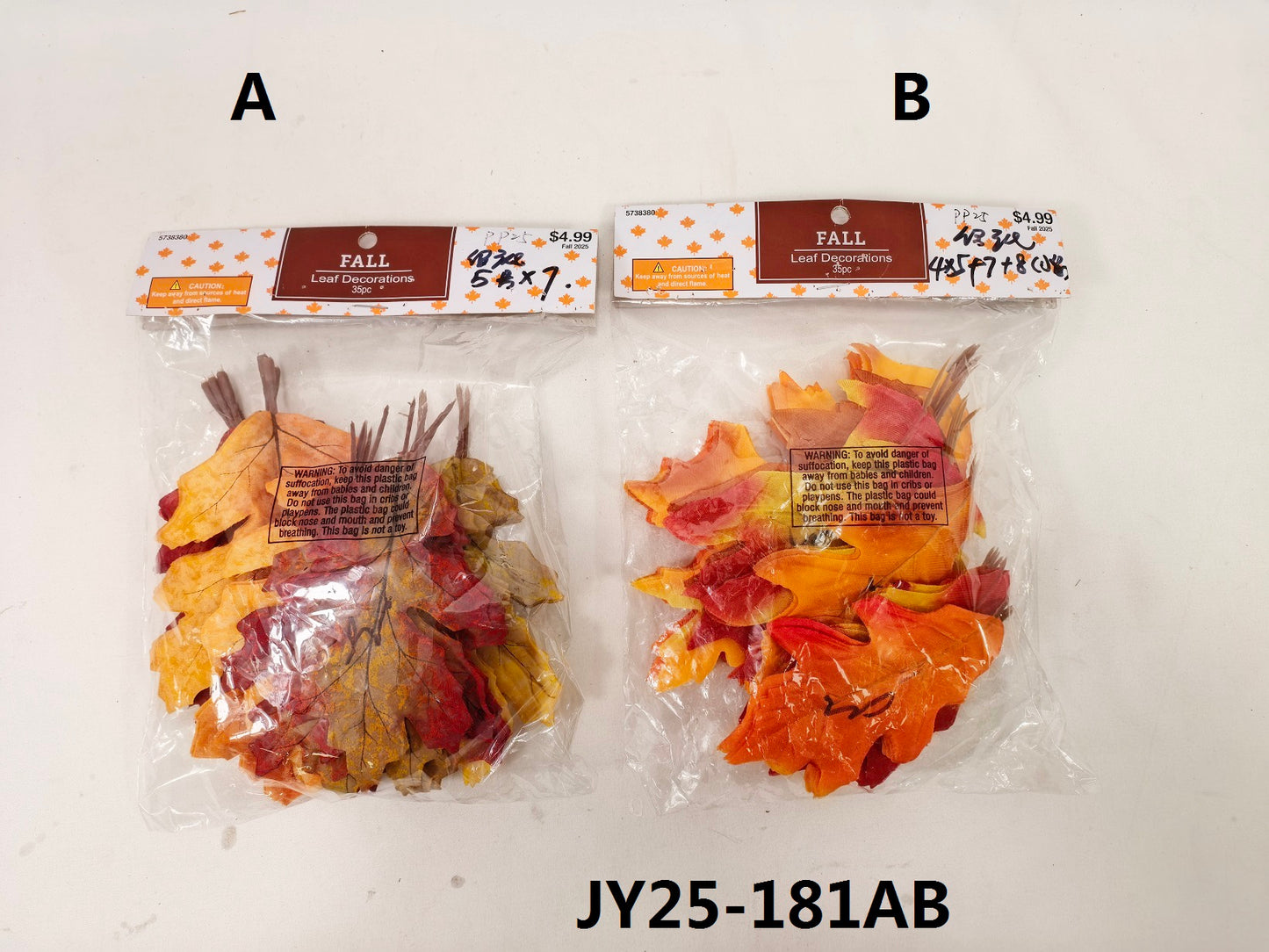 JY25-269 Mixed Red & Yellow Artificial Maple Leaves