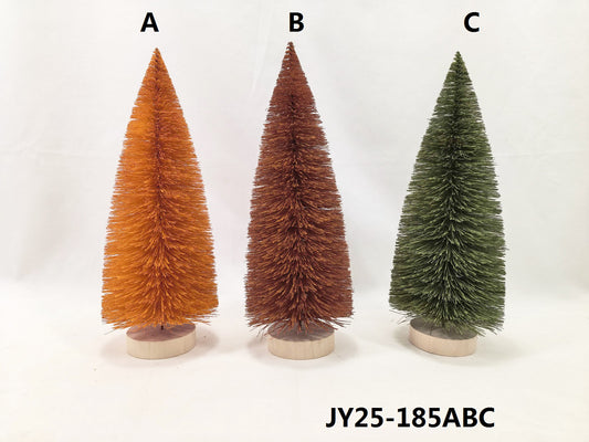 JY25-185 Sisal Bottle Brush Tree on Wood Base