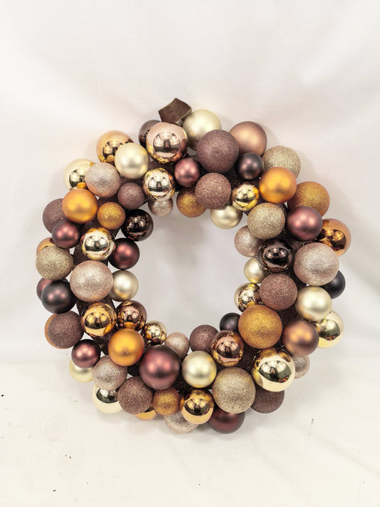 JY25-251 Elegant Rose Gold, Gold & Burgundy Ornament Wreath
