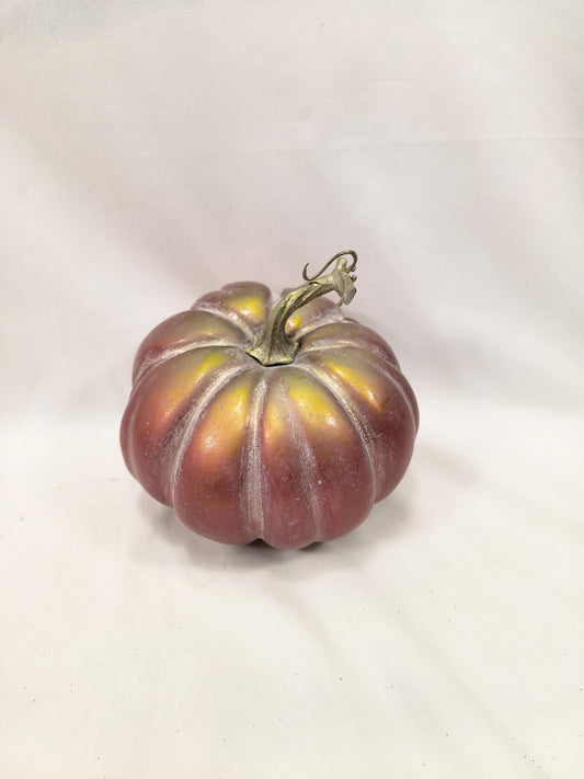 JY25-257 Vintage Whitewashed Pumpkin with Curled Stem