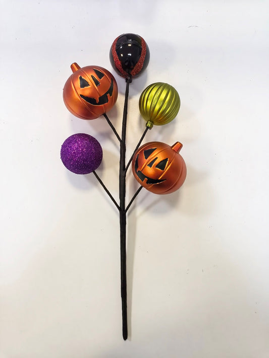 JY24-244 5-Head Pumpkin & Bauble Floral Pick