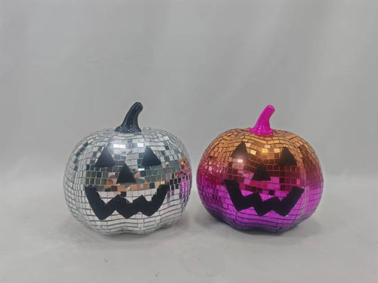 JY25-7 Ombre Disco Ball Pumpkin Figurine