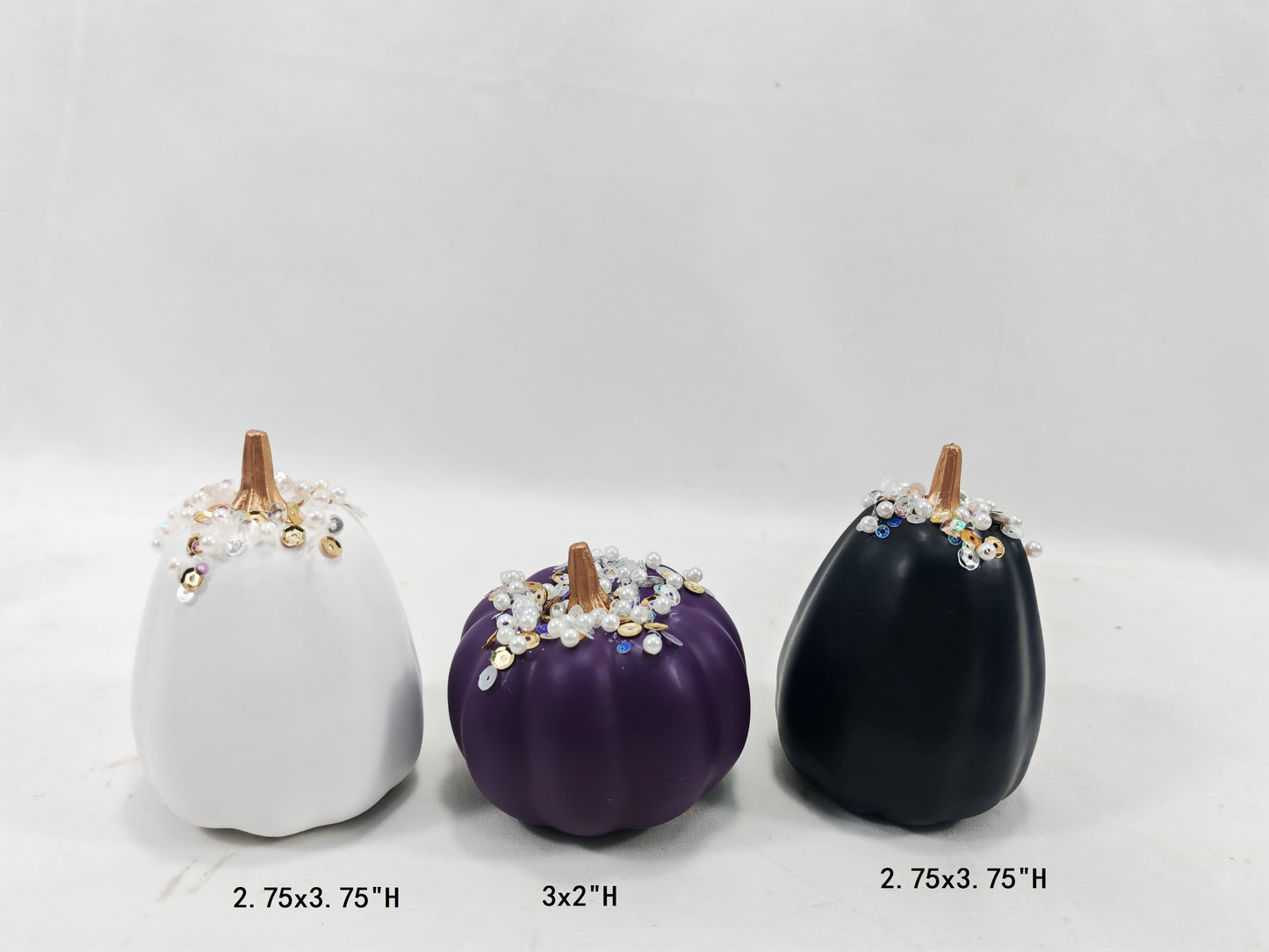 JY25-9 Mini Glittered Pumpkin Figurines Set