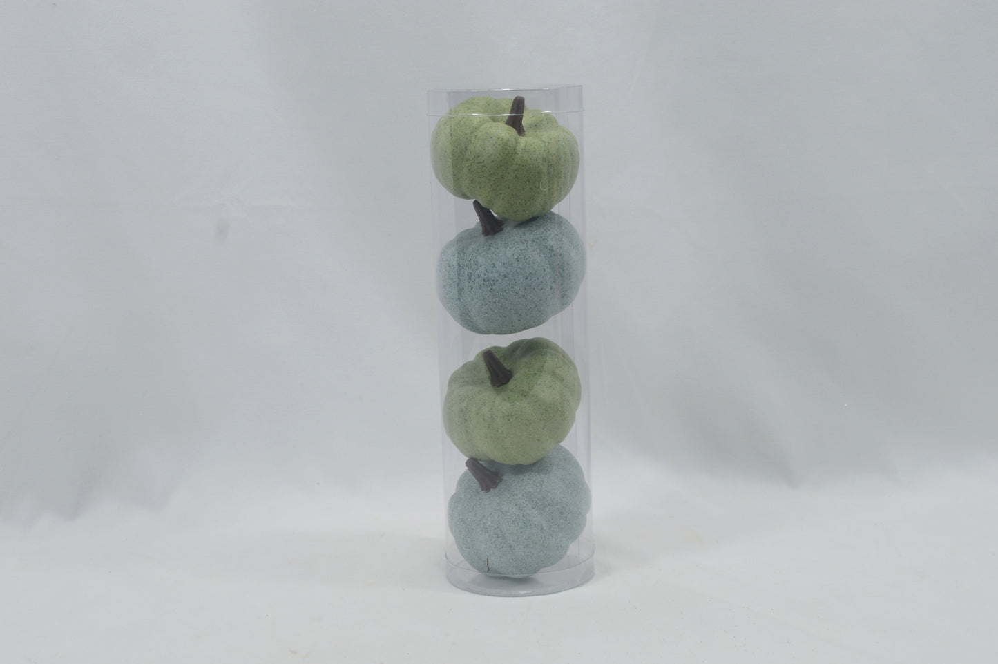 JY25 Set of 4 Mini Artificial Pumpkins in Clear Tube (Multiple Styles)