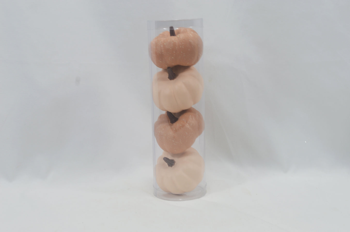 JY25 Set of 4 Mini Artificial Pumpkins in Clear Tube (Multiple Styles)