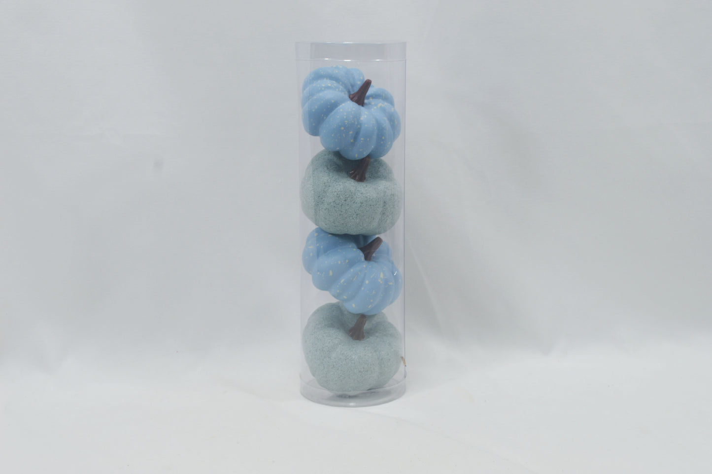 JY25 Set of 4 Mini Artificial Pumpkins in Clear Tube (Multiple Styles)