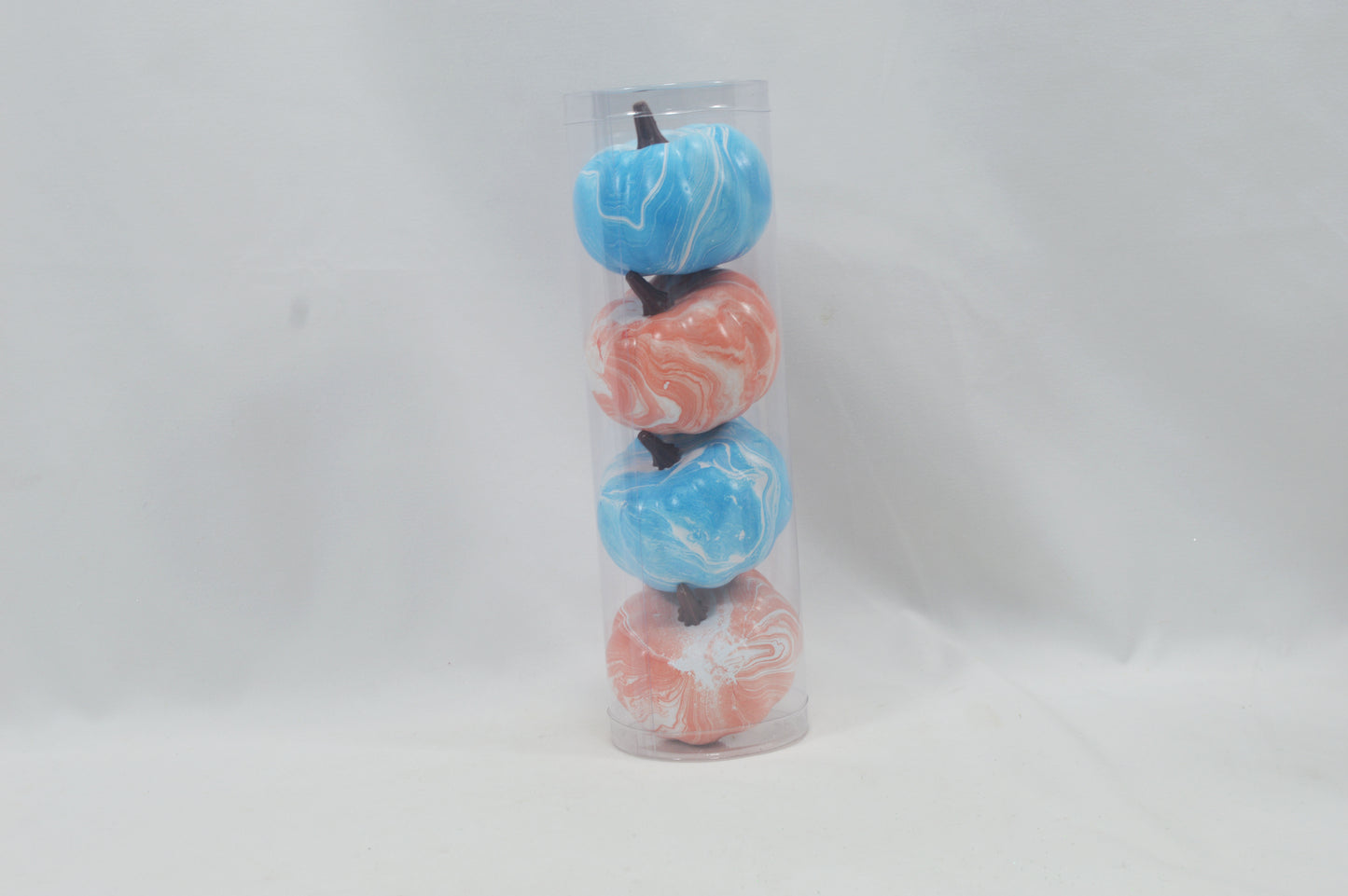 JY25 Set of 4 Mini Artificial Pumpkins in Clear Tube (Multiple Styles)