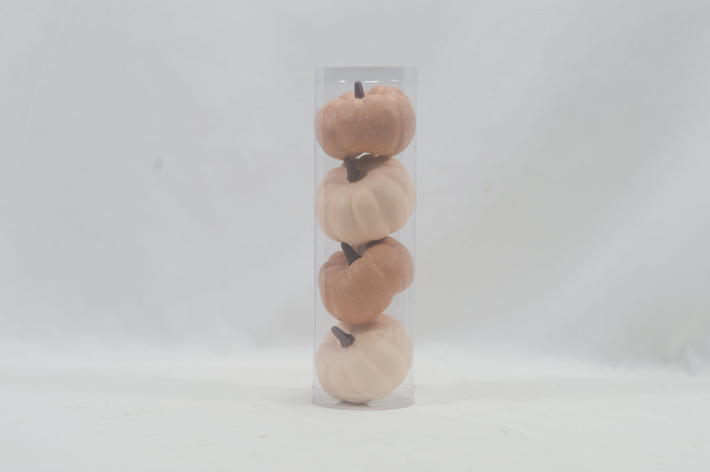 JY25 Set of 4 Mini Artificial Pumpkins in Clear Tube (Multiple Styles)
