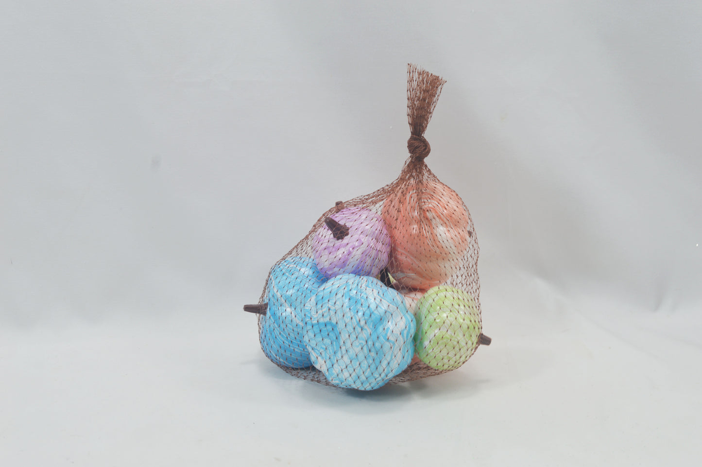 JY25-YX0051 Assorted Mini Artificial Pumpkins in Brown Mesh Bag (Multi-Style Options)