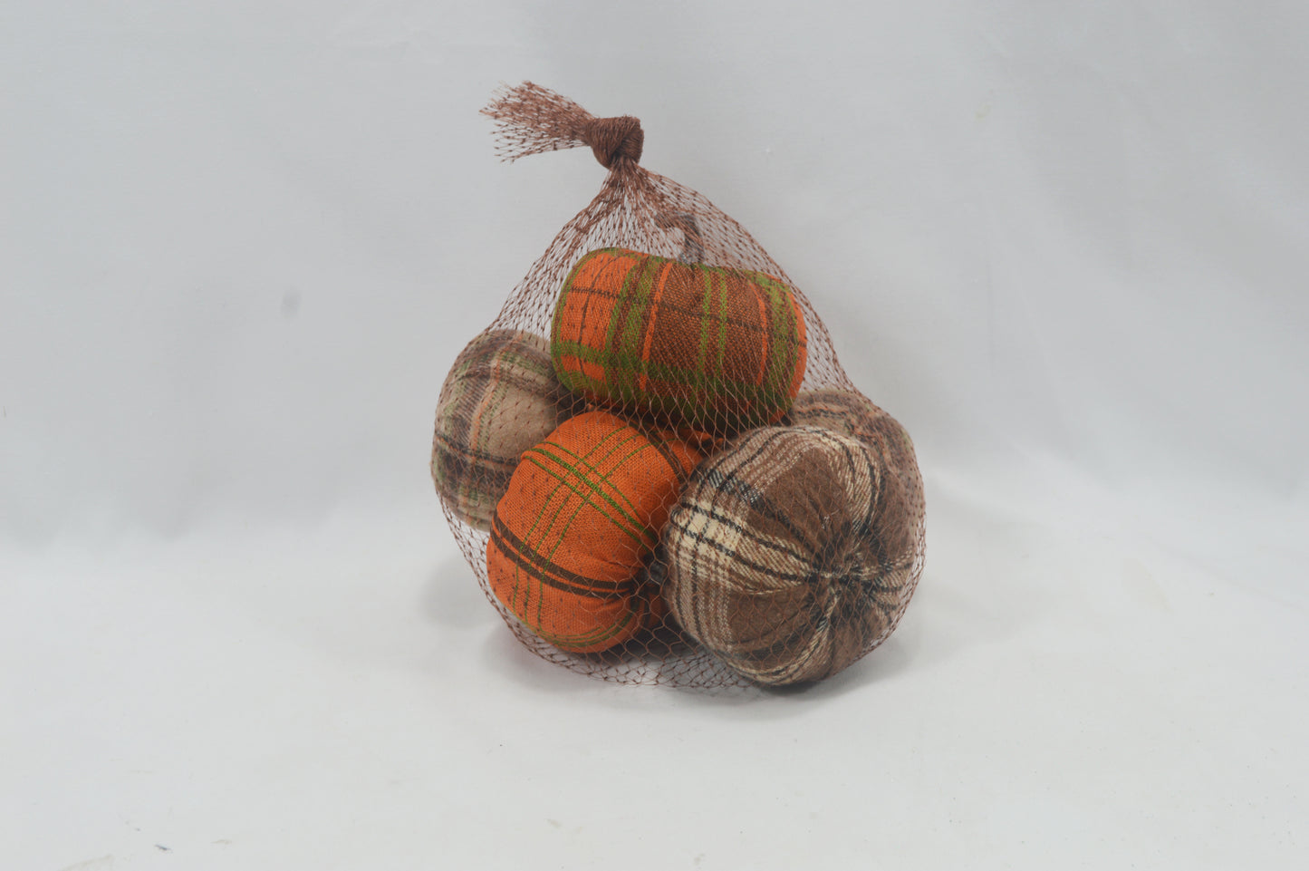 JY25-YX0051 Assorted Mini Artificial Pumpkins in Brown Mesh Bag (Multi-Style Options)