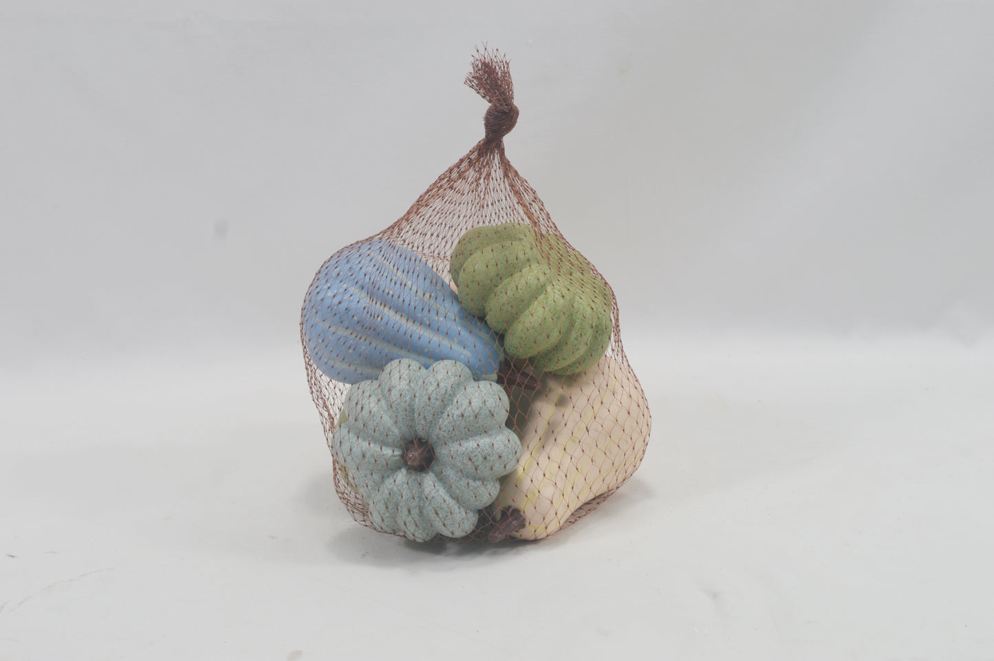 JY25-YX0051 Assorted Mini Artificial Pumpkins in Brown Mesh Bag (Multi-Style Options)