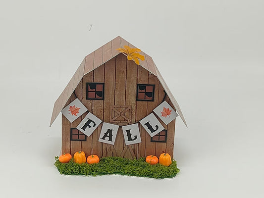 JY25-YX0061 "FALL" Wooden Barn Miniature Decor