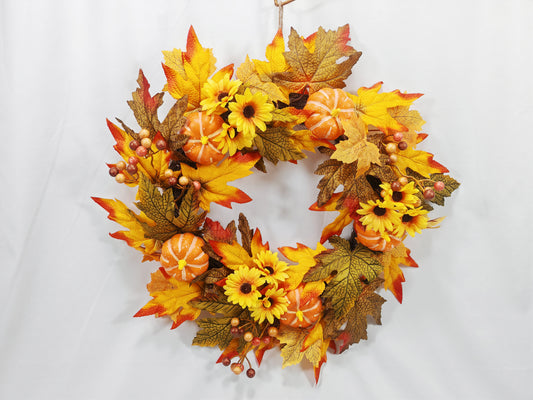 JY25 Golden Sunflower, Pumpkin & Maple Wreath