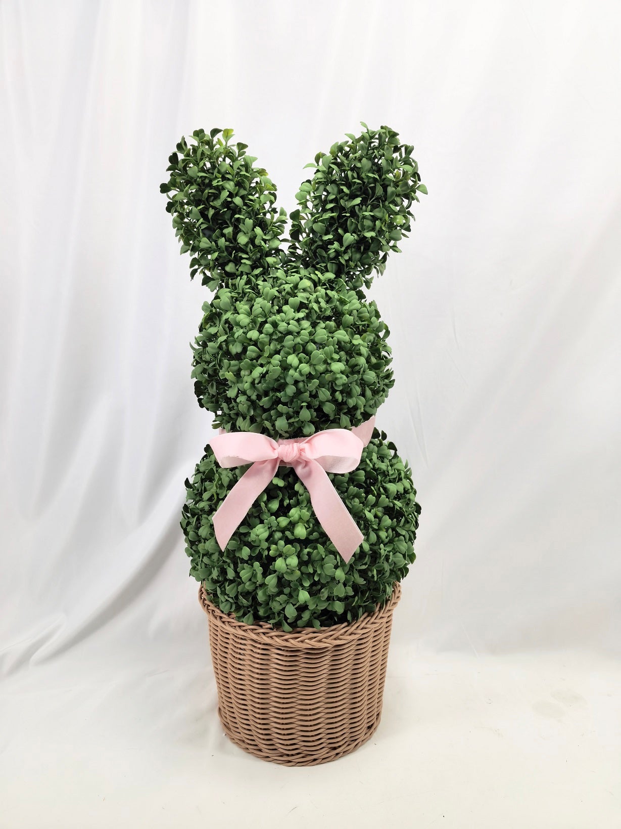 Bunny-Shaped Topiary with Pink Ribbon