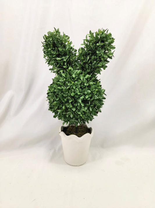 Minimalist Bunny Topiary in White Pot