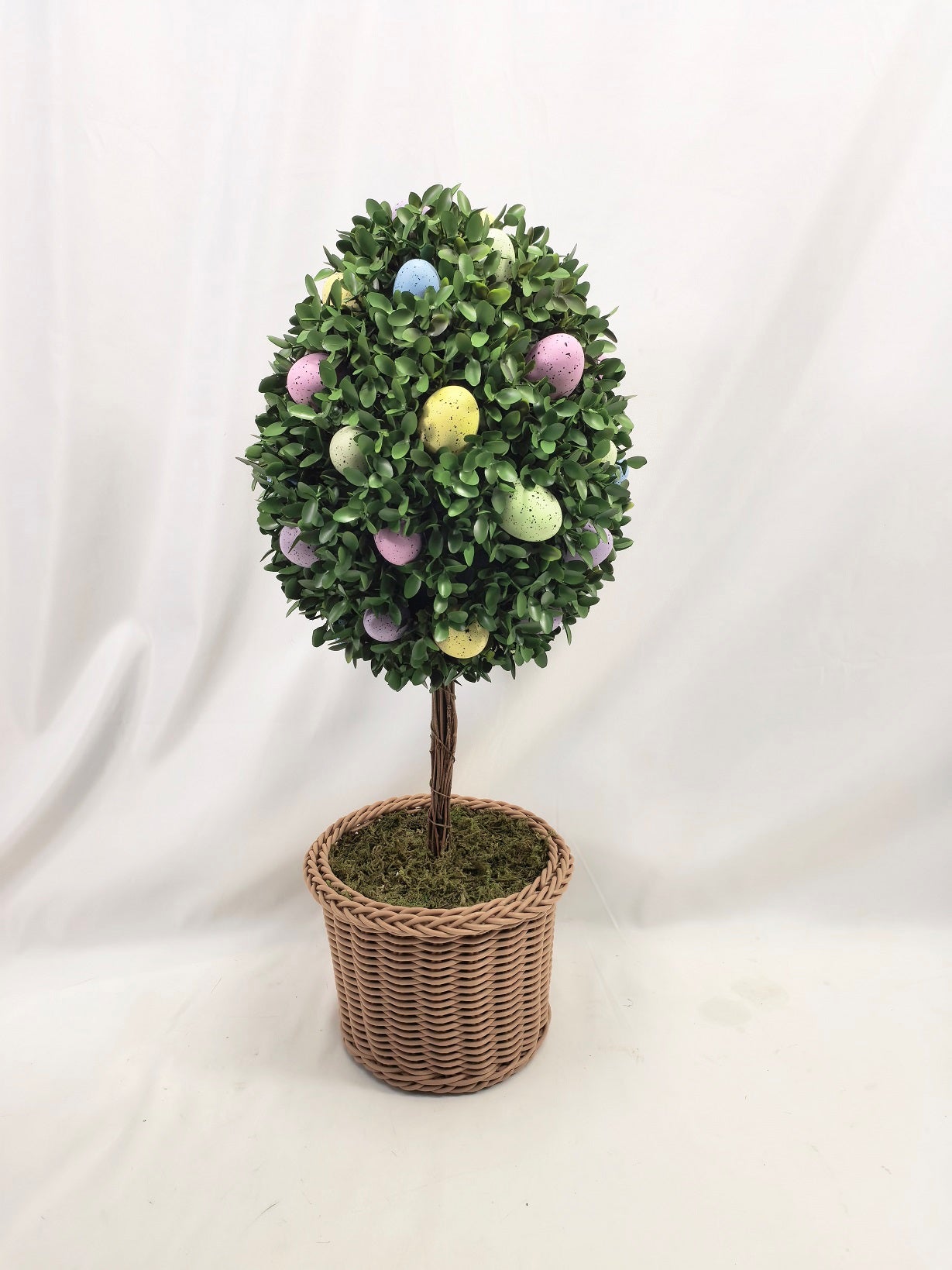 Easter Egg Tree Topiary in Wicker Basket