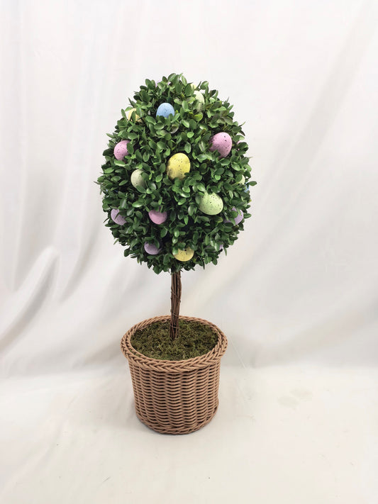 Easter Egg Tree Topiary in Wicker Basket
