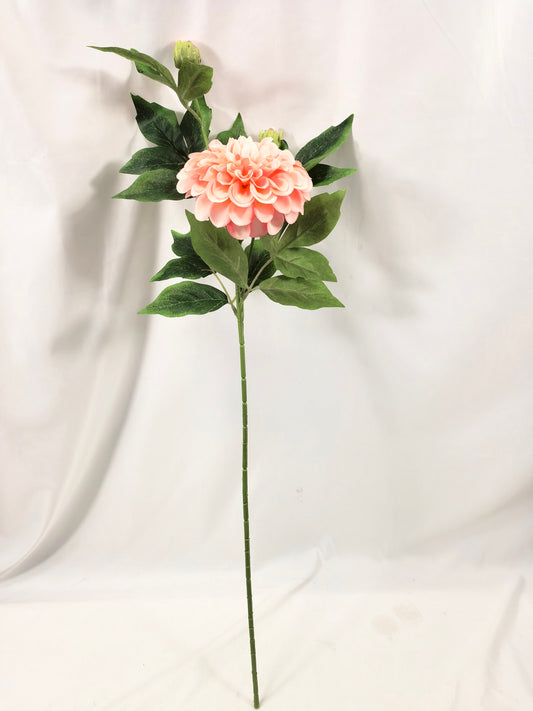 Artificial Dahlia Stem - Blush Pink Spring Flower with Buds