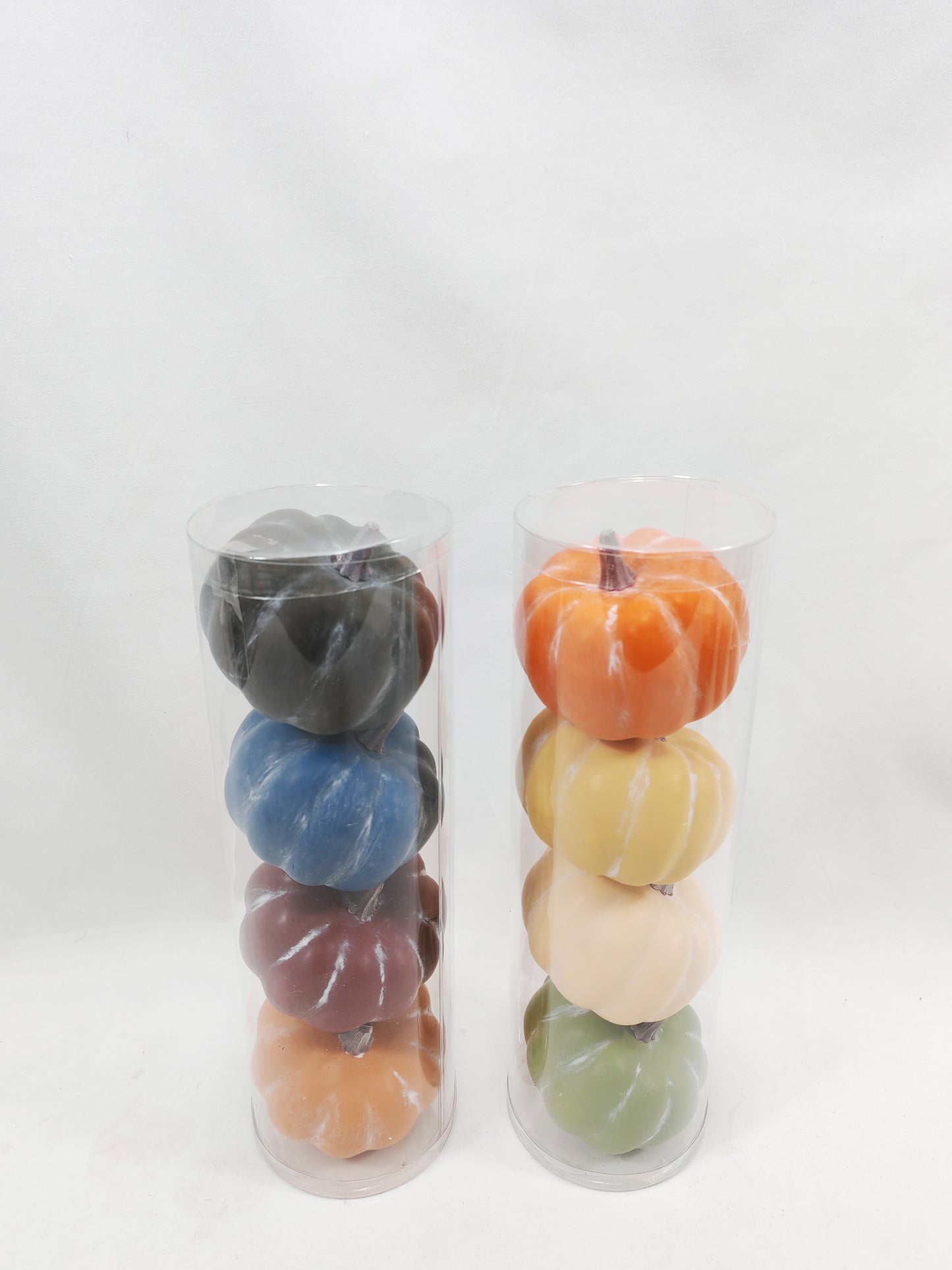 JY25 Set of 4 Mini Artificial Pumpkins in Clear Tube (Multiple Styles)