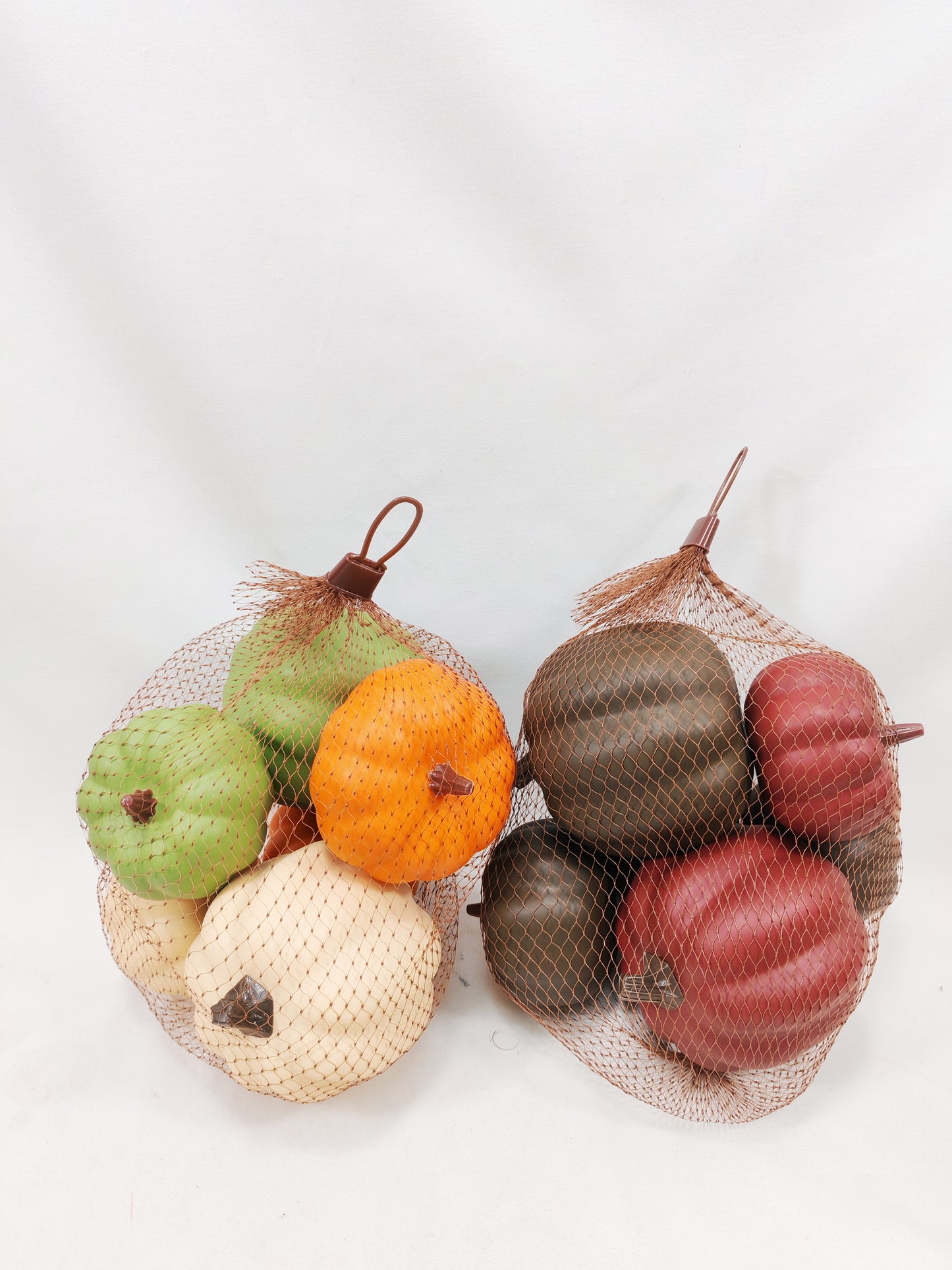 JY25-YX0051 Assorted Mini Artificial Pumpkins in Brown Mesh Bag (Multi-Style Options)