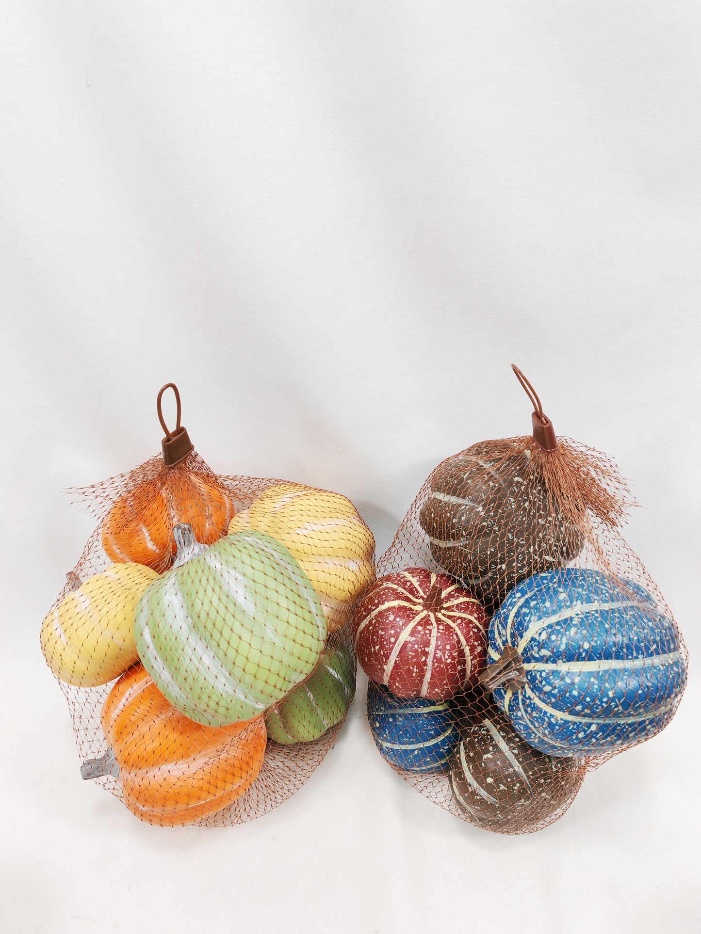 JY25-YX0051 Assorted Mini Artificial Pumpkins in Brown Mesh Bag (Multi-Style Options)
