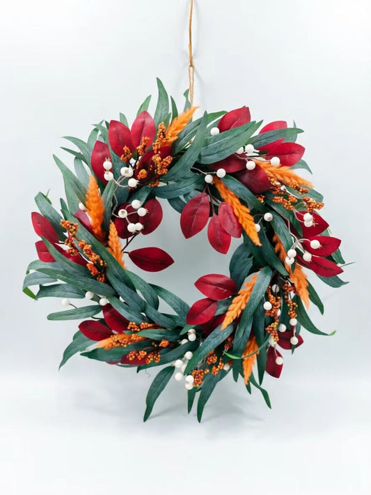 JY26-YX016 Emerald, Red & Orange Botanical Wreath