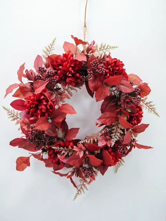 JY26-YX018 Deep Crimson Floral & Berry Wreath Collection