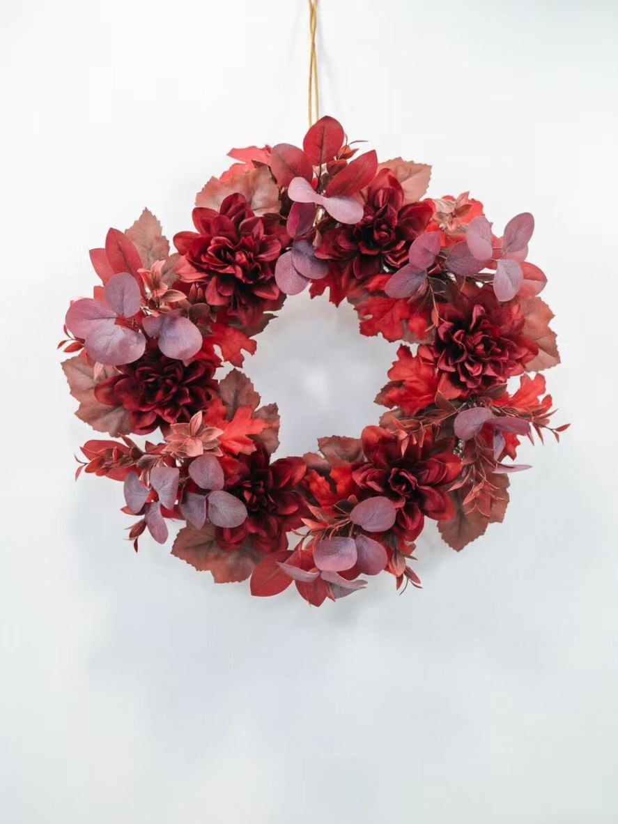 JY26-YX018 Deep Crimson Floral & Berry Wreath Collection