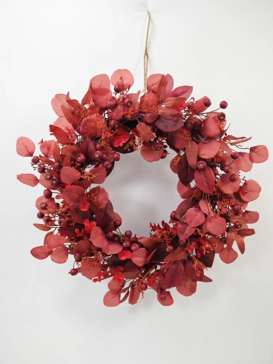 JY26-YX018 Deep Crimson Floral & Berry Wreath Collection